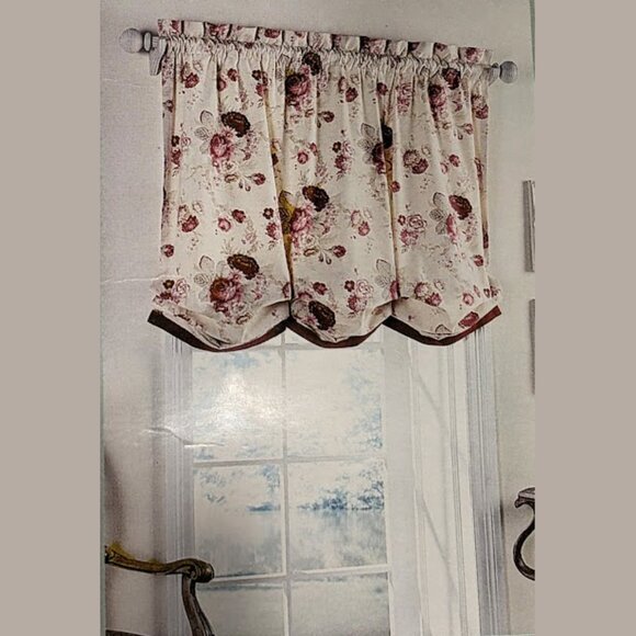 Vint. WAVERLY Garden Room Clip-Up Balloon Shade 100% Cotton in Vintage Rose - Picture 3 of 4